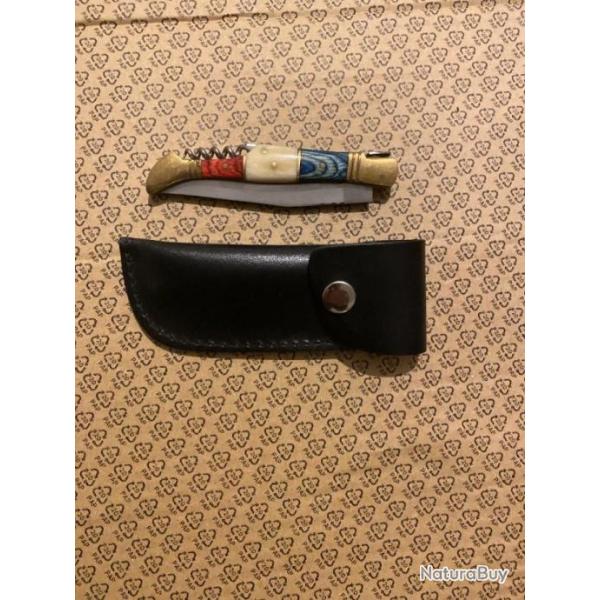 ETUI   ETUI CUIR  PLAT 12 CM   POUR LAGUIOLE AVEC OU SANS TIRE BOUCHON 2025