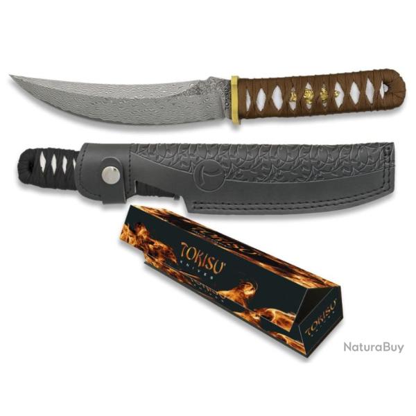Poignard tactique lame Damass� courbe et fixe  de 17.20 cm � TOKISU �