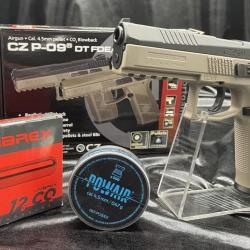 Pack pr&ecirc;t &agrave; tirer- Pistolet CZ P-09 Plombs- "Couleur Noir/Tan"- Blowback - Plombs ou BB's