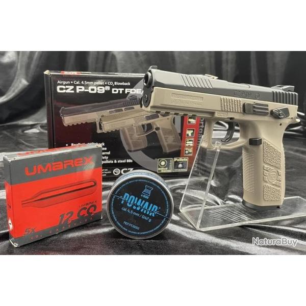 Pack pr�t � tirer- Pistolet CZ P-09 Plombs- "Couleur Noir/Tan"- Blowback - Plombs ou BB's