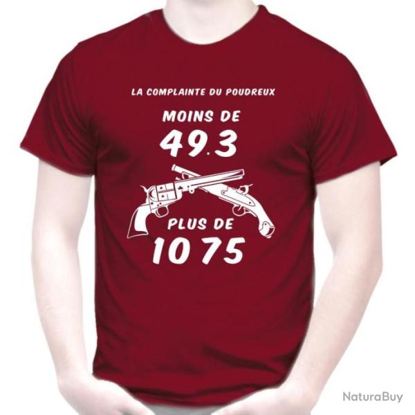 TEE SHIRT DR�LE - MOINS DE 49.3  PLUS de 1075 - Humour poudre noire p�nurie amorce Poudreux Pistolet