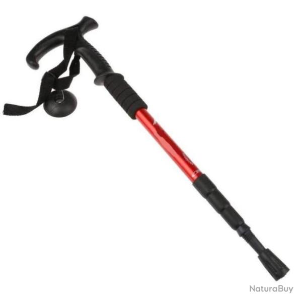 B�ton de Randonn�e T-R�tractable Sports Ext�rieur Voyage Canne Escalade Rouge
