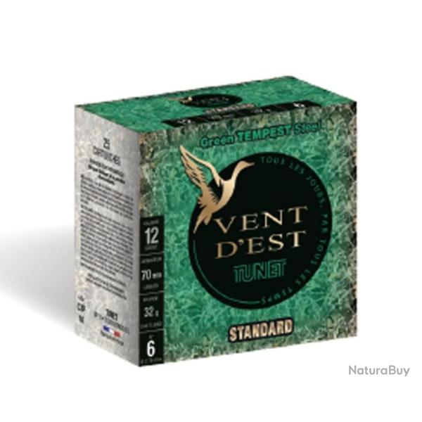 CARTOUCHE TUNET CAL.12/70 GREEN TEMPEST STEEL 32G N�4 PAR 50