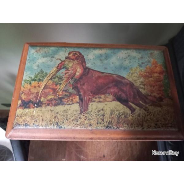boite vide mtal srigraphie de chasse 1960