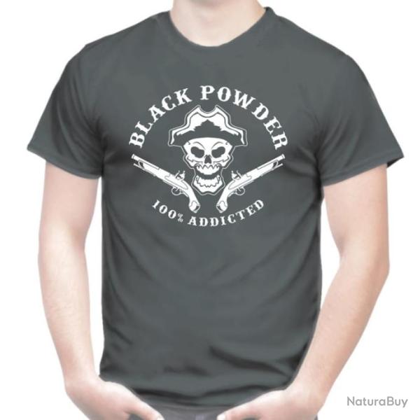 TEE SHIRT  BLACK POWDER - tir pistolet � amorce percussion PNF2  poudre noire PN calibre .44 .45