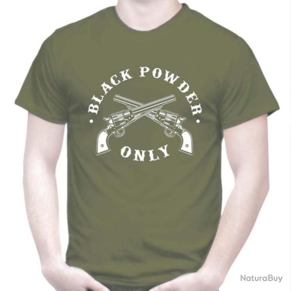 TEE SHIRT  BLACK POWDER ONLY -  tir poudre noire R�volver � amorce 1075 Sheriff Army calibre 36 Colt