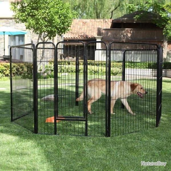 Parc Enclos Luxe pour Chiens Chiots Animaux de compagnie 80 x 100 cm Noir