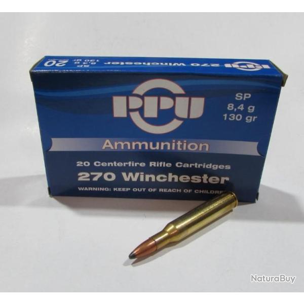 boite  20 cartouches Partizan calibre 270 winchester 130 grs soft point