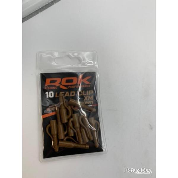 10 clip plomb Rok Fishing lead clip XM marron