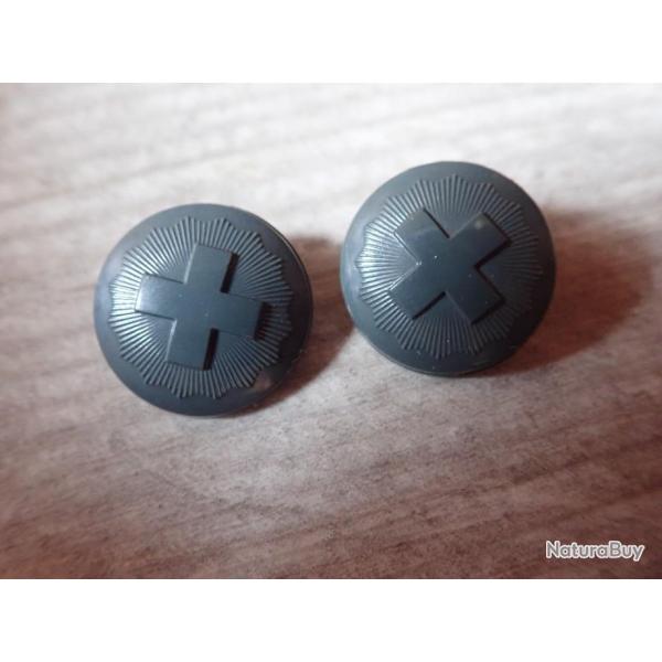 Lot de 2  boutons militaires, en plastique. Arm�e Suisse