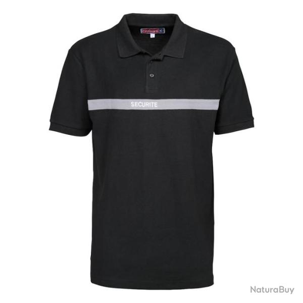POLO SECURITE BANDE GRISE NOIR