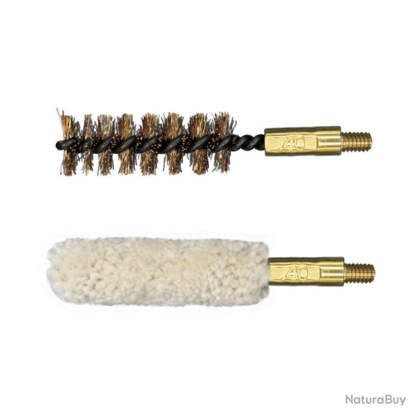 Lot de 2 brosses de nettoyage combines pour arme calibre .40"/10 mm