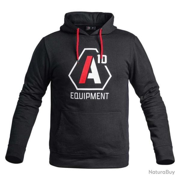 Hoodie A10 noir logos blanc rouge NOIR