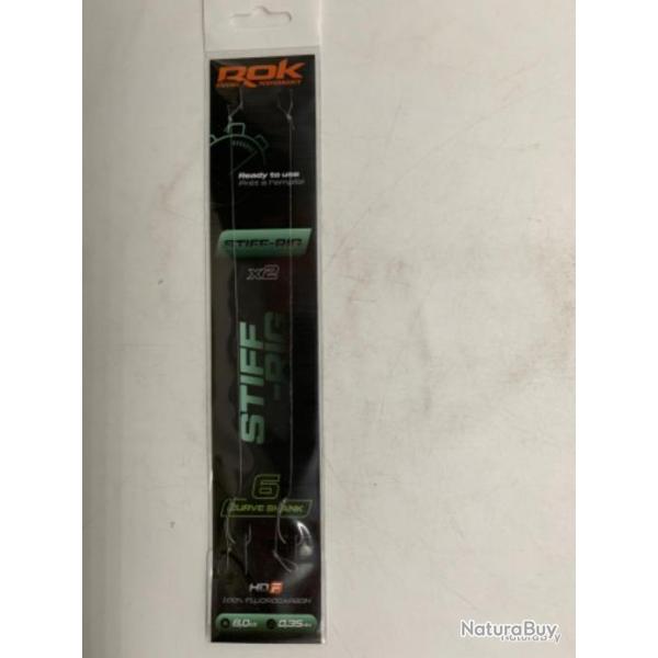 2 Bas de ligne Stiff-Rig Rok Fishing 6 curve shank