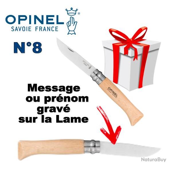 Opinel N�8 personnalis�e - Lame acier Inox - Gravure incluse