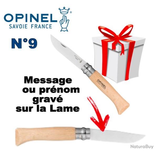 Opinel N�9 personnalis�e - Lame acier Inox - Gravure incluse