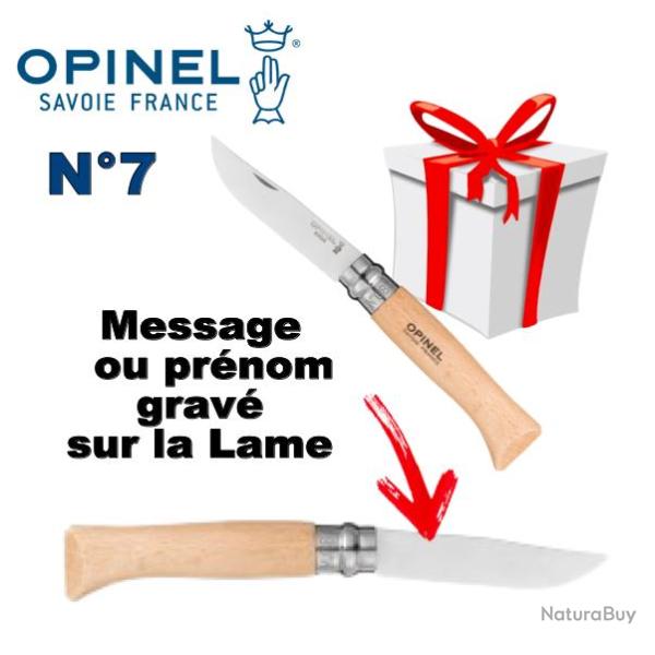 Opinel N�7 personnalis�e - Lame acier Inox - Gravure incluse