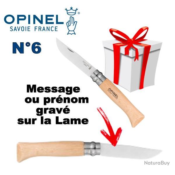 Opinel N�6 personnalis�e - Lame acier Inox - Gravure incluse