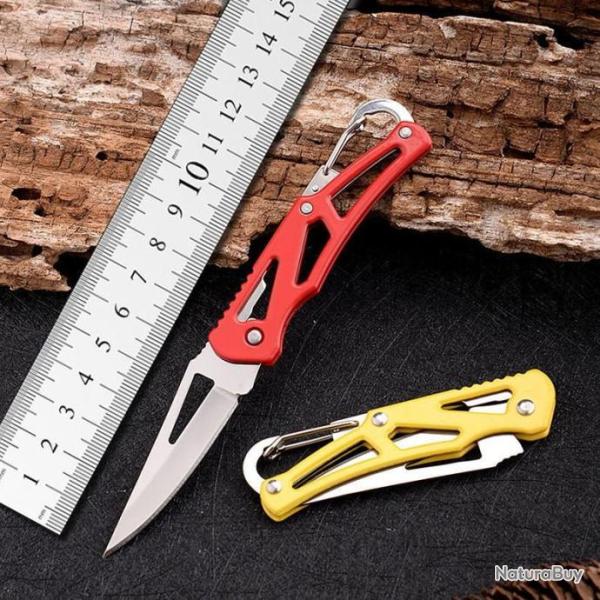 Petit Couteau Mousqueton Camping Bricolage Survie lame en acier inoxydable Noir