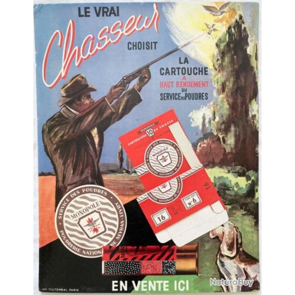 Tr�s rare et ancienne publicit� carton d'armurier pour les cartouches MONOPOLE