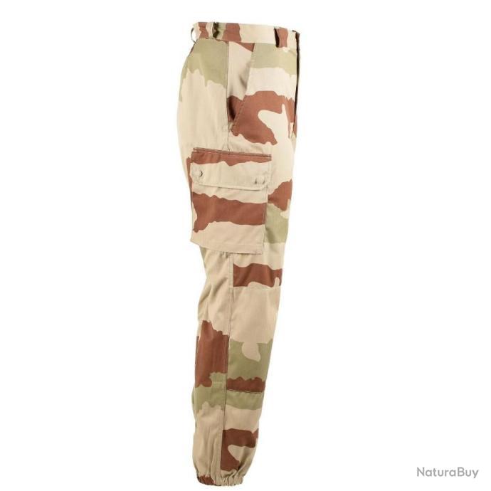 Pantalon Treillis F2 Camouflage Français – Taille 52 – 85% Coton, Poches Multiples, Renforts Genoux