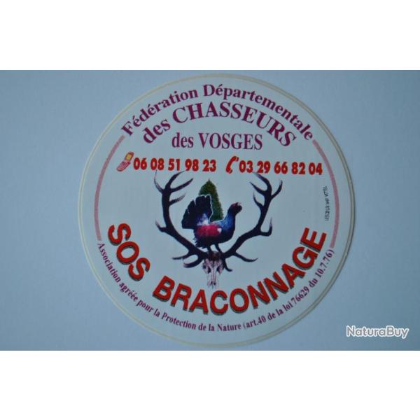 autocollant chasse ancien fdc 88