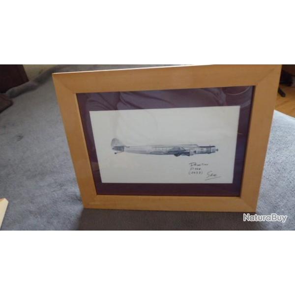 TRES BELLE AQUARELLE? avion dewoitine d338 piece originale
