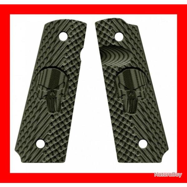 PLAQUETTES POUR 1911 VZ GRIPS CK OPERATOR II - EDITION THE PUNISHER DIRTY OLIVE