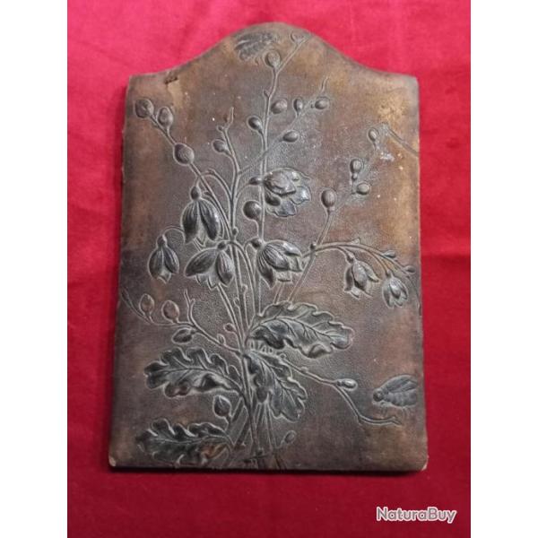 ancien cadre photo de voyage en cuir repouss�  ... fin XIX �me