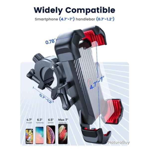 Support T�l�phone Universel Pour Guidon V�lo Moto Poussette 4,7 � 7 Pouces Antichoc Verrouillage Aut