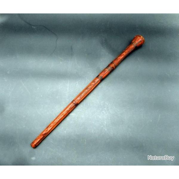 SUPERBE BATON EPEE / CASSE TETE DE GUINEE, TOUT EN CUIR DECORE, ART AFRICAIN