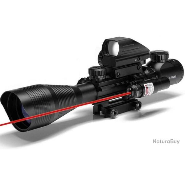 Lunettes de vis�e Airsoft Fusil Tactique 4-12X50EG Port�e avec Arme Combo Holographic 4 r�ticule
