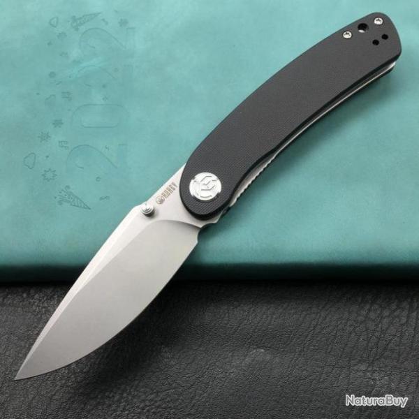 Couteau Kubey Momentum Black Lame Acier Aus-10 Manche G10 IKBS Linerlock Clip KUB344H