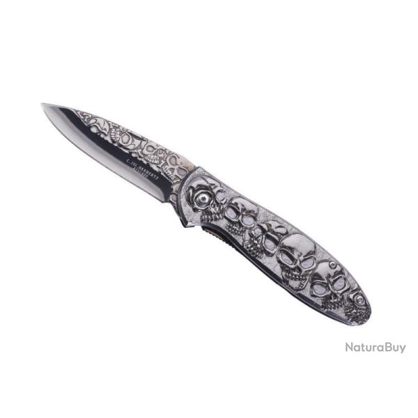 COUTEAU HERBERTZ TETE DE MORT TOUT INOX 11,5CM