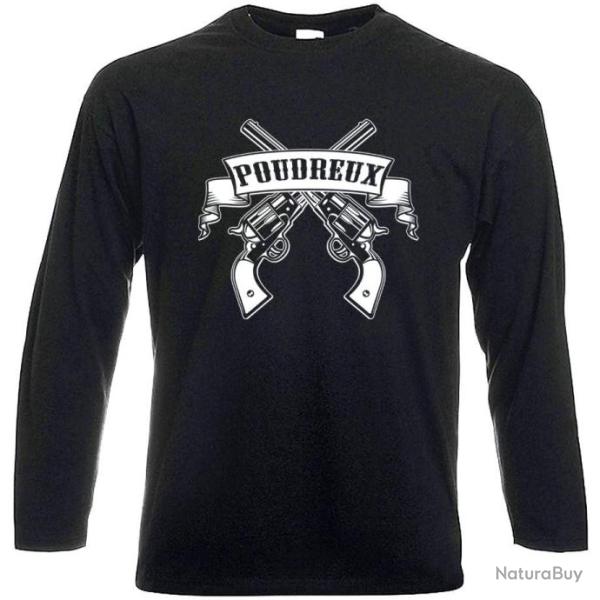T-SHIRT MANCHES LONGUES - POUDREUX -  Tir poudre noire PNF2 Revolver Calibre 44 36 31 Colt Remington