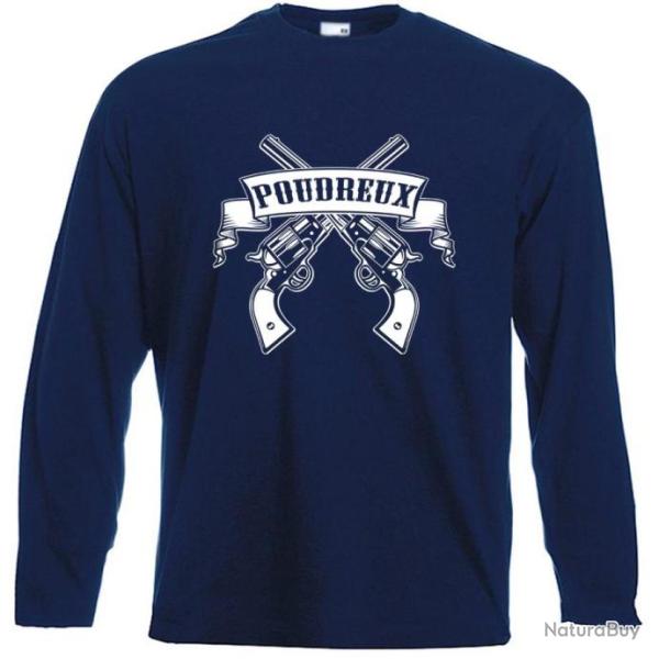T-SHIRT MANCHES LONGUES - POUDREUX -  Tir poudre noire PNF2 Revolver Calibre 44 36 31 Remington Colt