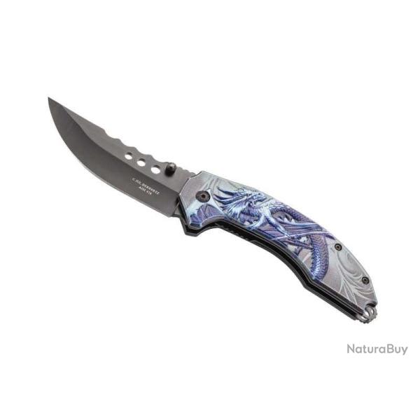 COUTEAU HERBERTZ DRAGON ALU 11,5CM INOX NOIR