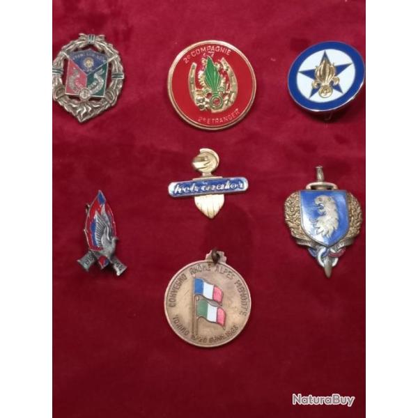 lot de 7 insignes  / pucelles  militaire