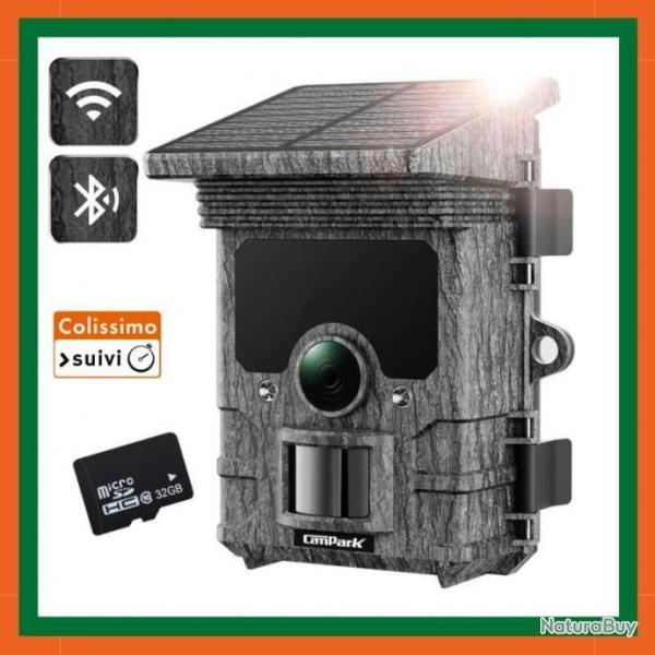 Cam�ra de Chasse 4K 30MP Wifi - Carte SD 32 go - 120� Panneau solaire int�gr�s -  Livraison gratuite
