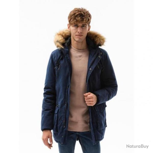 Blouson chaud  capuche 100% coton pour hommes - Multipoches - Bleu - LIVRAISON GRATUITE ET RAPIDE