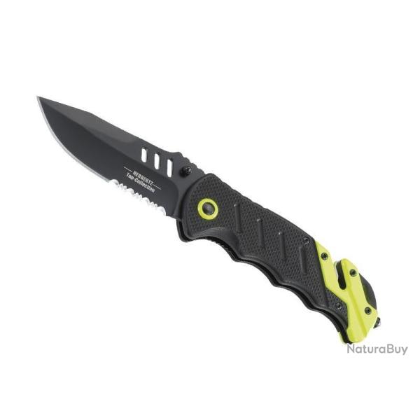 COUTEAU HERBERTZ TOP COLLECTION G10 NOIR/FLUO 12CM 440 + ETUI