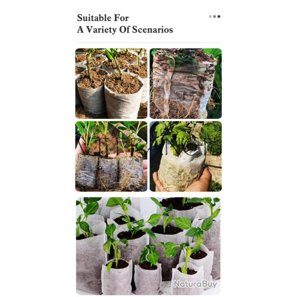 100 Pots Sacs de Culture Biodegradable-12x12cm