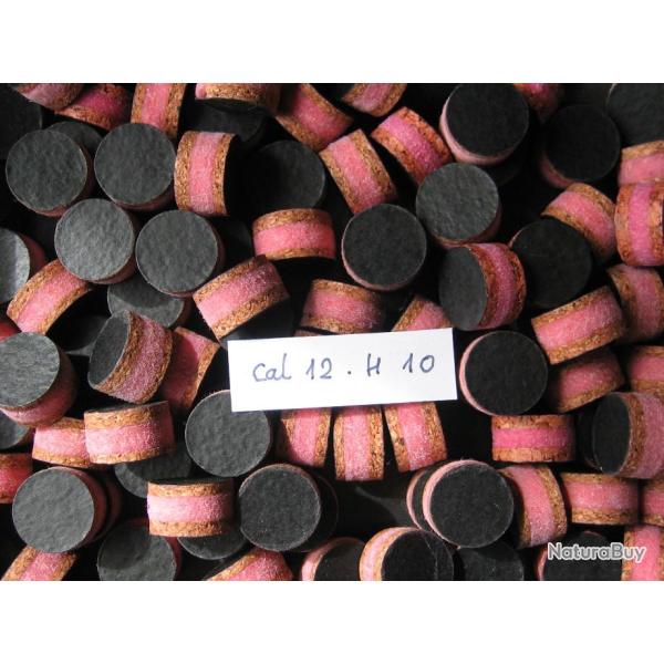 100  Bourres  li�ge  feutre  rose  et  li�ge  cal  12  hauteur  10 mm