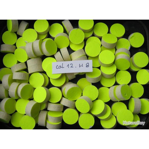 100  Bourres  feutre  blanc  cal  12  recouvertes  de  papiers  jaune  hauteur  8 mm