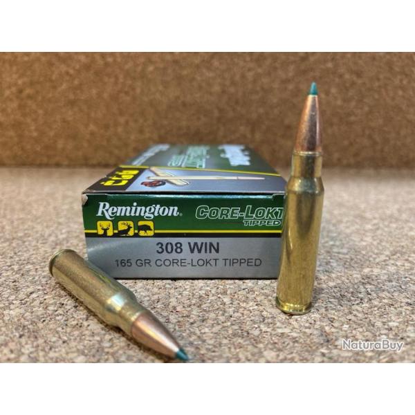 60 Cartouches Remington Core-Lokt Tipped - C/308 Win - 165 grains- New !!!