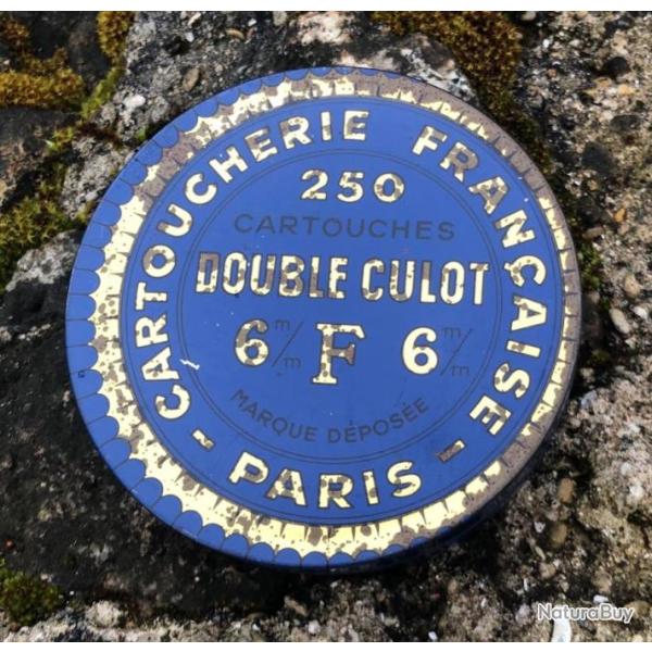 BOITE RONDE ANCIENNE VIDE EN METAL POUR CARTOUCHES DOUBLE CULOT 6F6