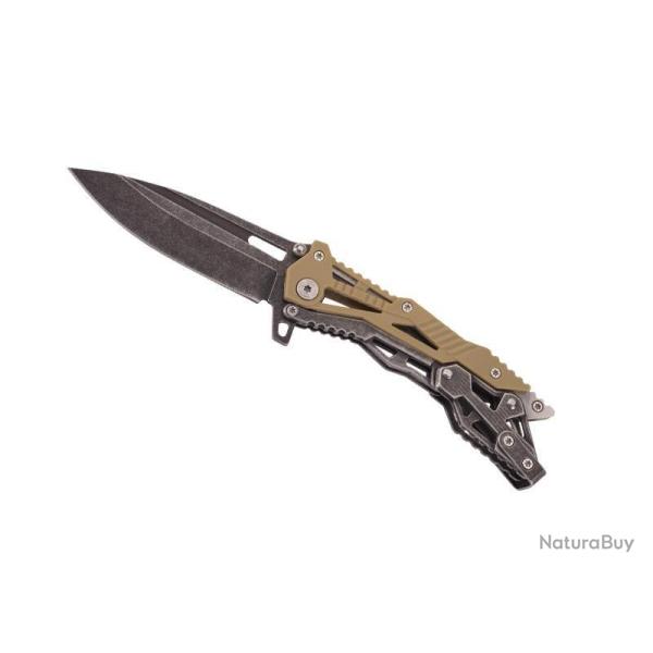 COUTEAU HERBERTZ TOUT INOX NOIR 11,5CM NYLON KAKI INOX