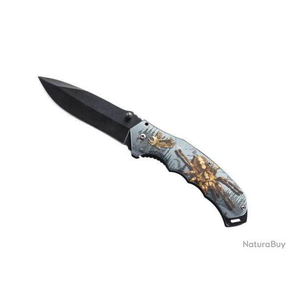 COUTEAU HERBERTZ TOUT INOX 12CM DECOR ARAIGNEE MARRON GRIS