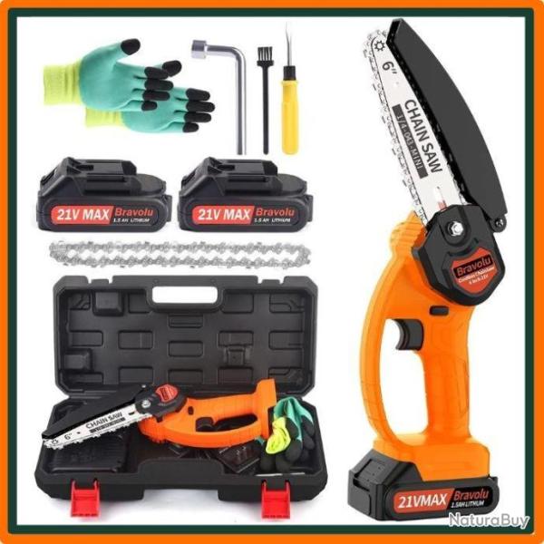 Mini tron�onneuse sans fil 21V + 2 batteries au lithium 1500mAh - Livraison gratuite et rapide