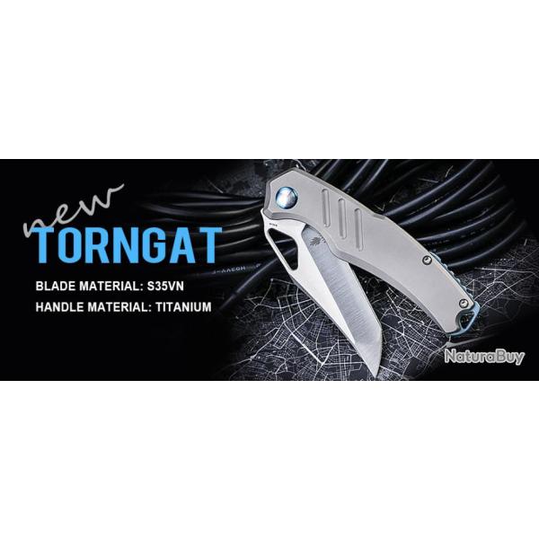 Couteau Kizer Torngat Titanium Lame Tanto Acier S35VN Manche Titane Framelock Clip KI3625A1
